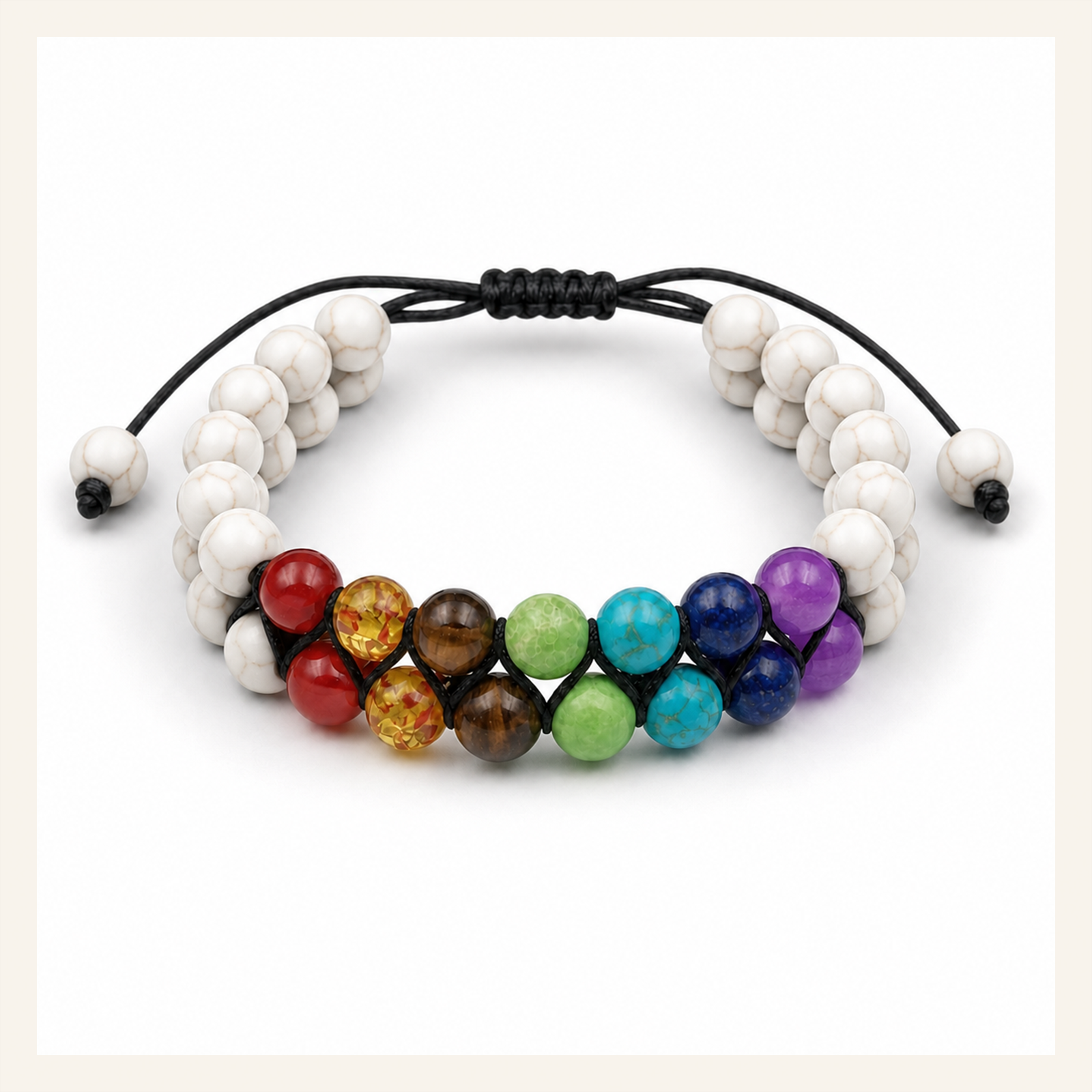 Weißes Chakra-Doppelarmband
